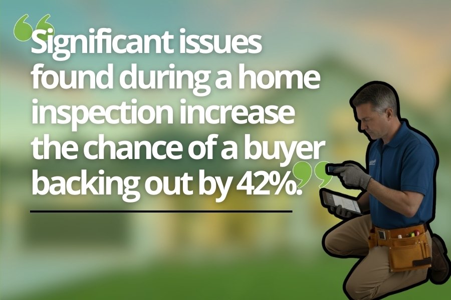Graphic displaying a quote that says buyers are 42 percent more likely to back out of a purchase when a home inspection reveals major issues.